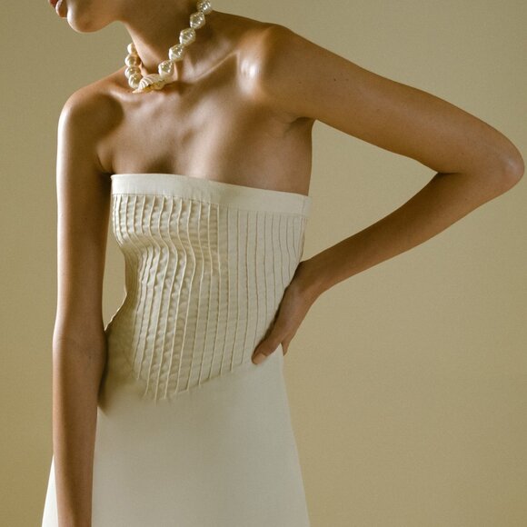 Marlies Grace Exclusive Lou Cotton-Blend Midi Dress strapless beautiful NWT - Picture 5 of 11